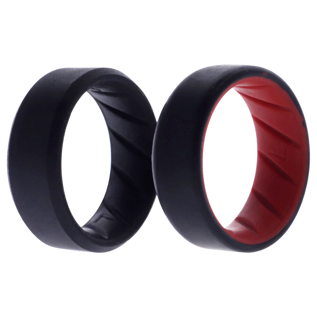 ROQ Silicone Wedding BR 8mm Edge Ring Set - Black-Red