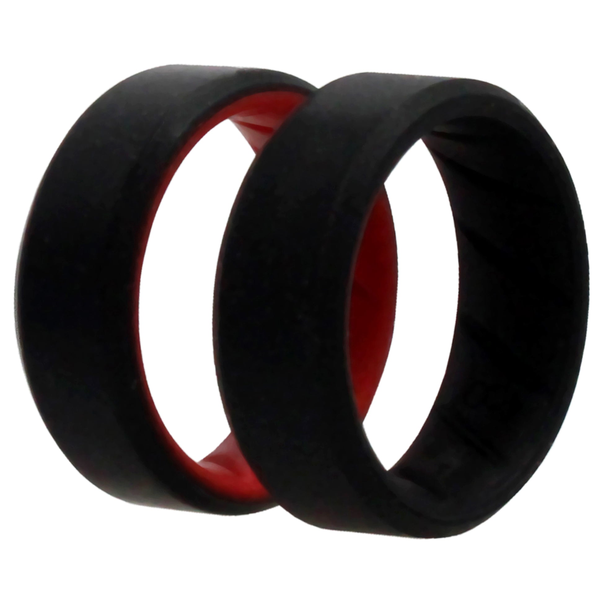 ROQ Silicone Wedding BR 8mm Edge Ring Set - Black-Red