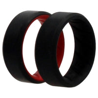 ROQ Silicone Wedding BR 8mm Edge Ring Set - Black-Red