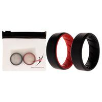 ROQ Silicone Wedding BR 8mm Edge Ring Set - Black-Red