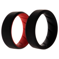 ROQ Silicone Wedding BR 8mm Edge Ring Set - Black-Red
