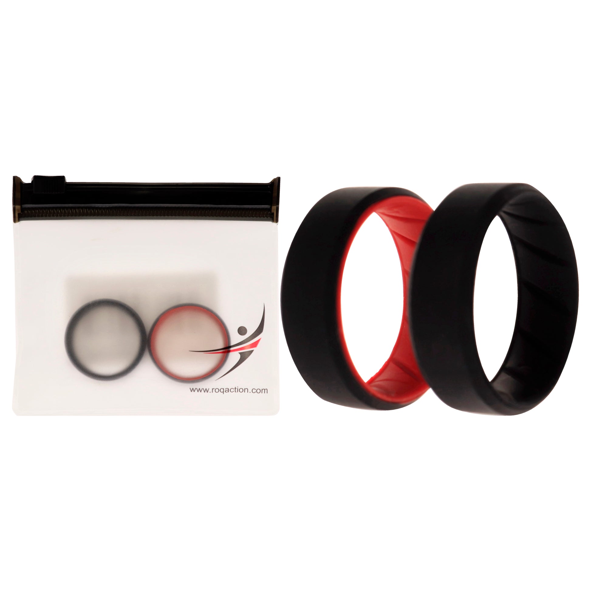 ROQ Silicone Wedding BR 8mm Edge Ring Set - Black-Red