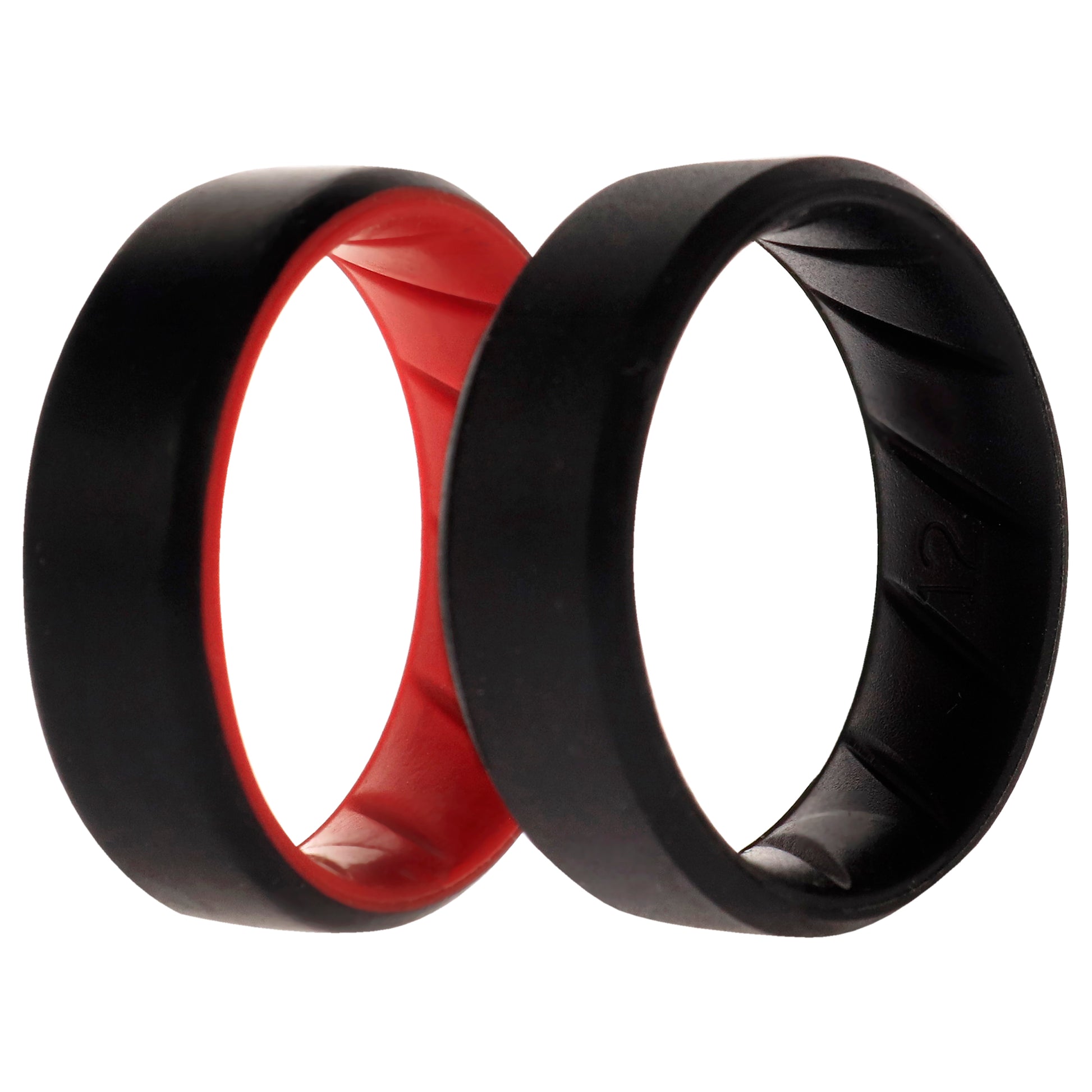 ROQ Silicone Wedding BR 8mm Edge Ring Set - Black-Red