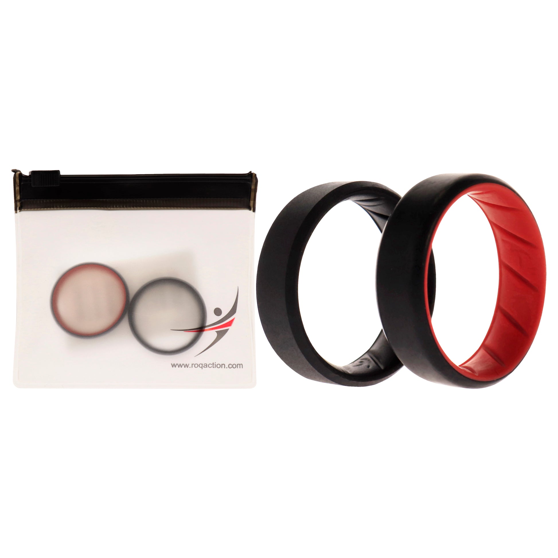 ROQ Silicone Wedding BR 8mm Edge Ring Set - Black-Red