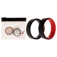 ROQ Silicone Wedding BR 8mm Edge Ring Set - Black-Red
