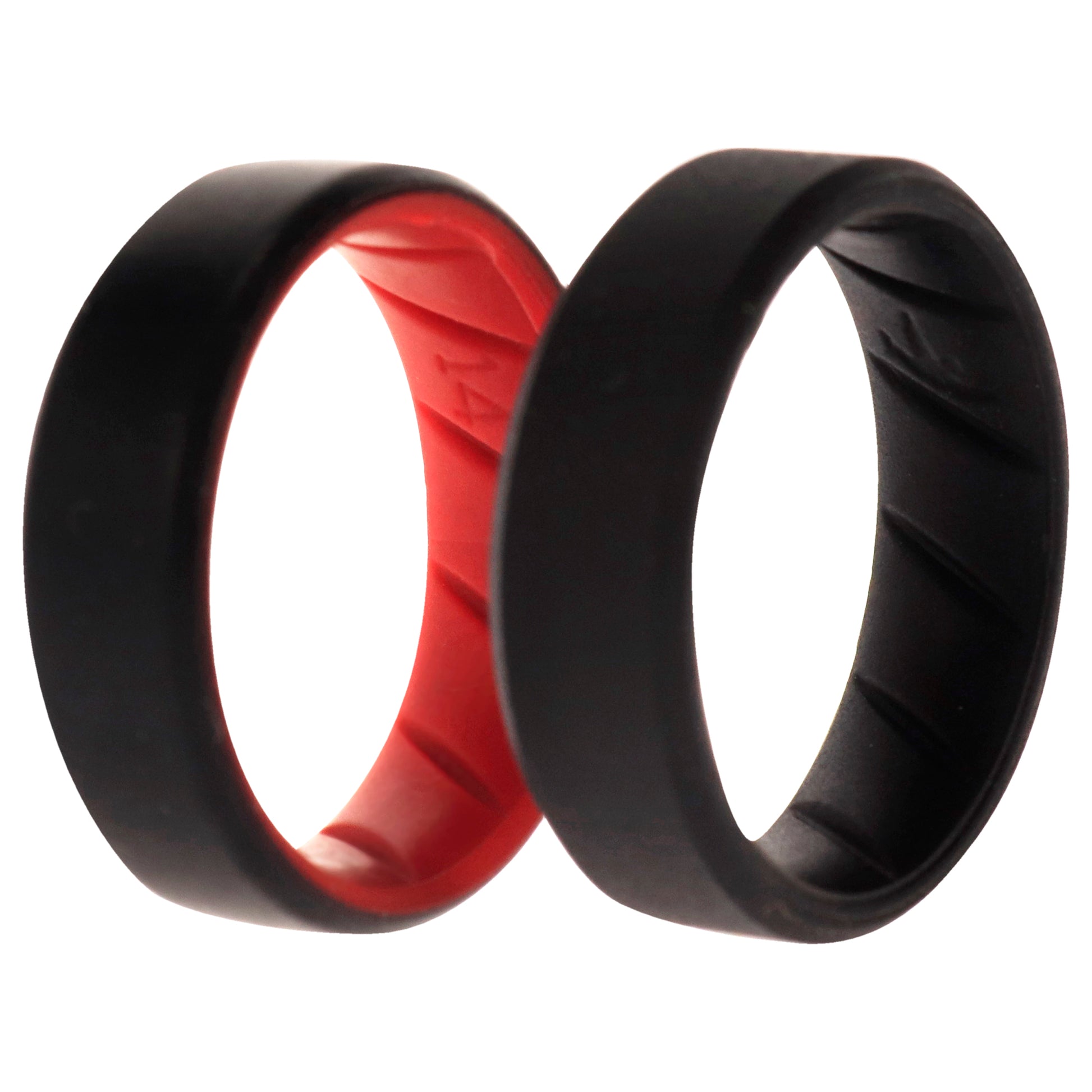 ROQ Silicone Wedding BR 8mm Edge Ring Set - Black-Red