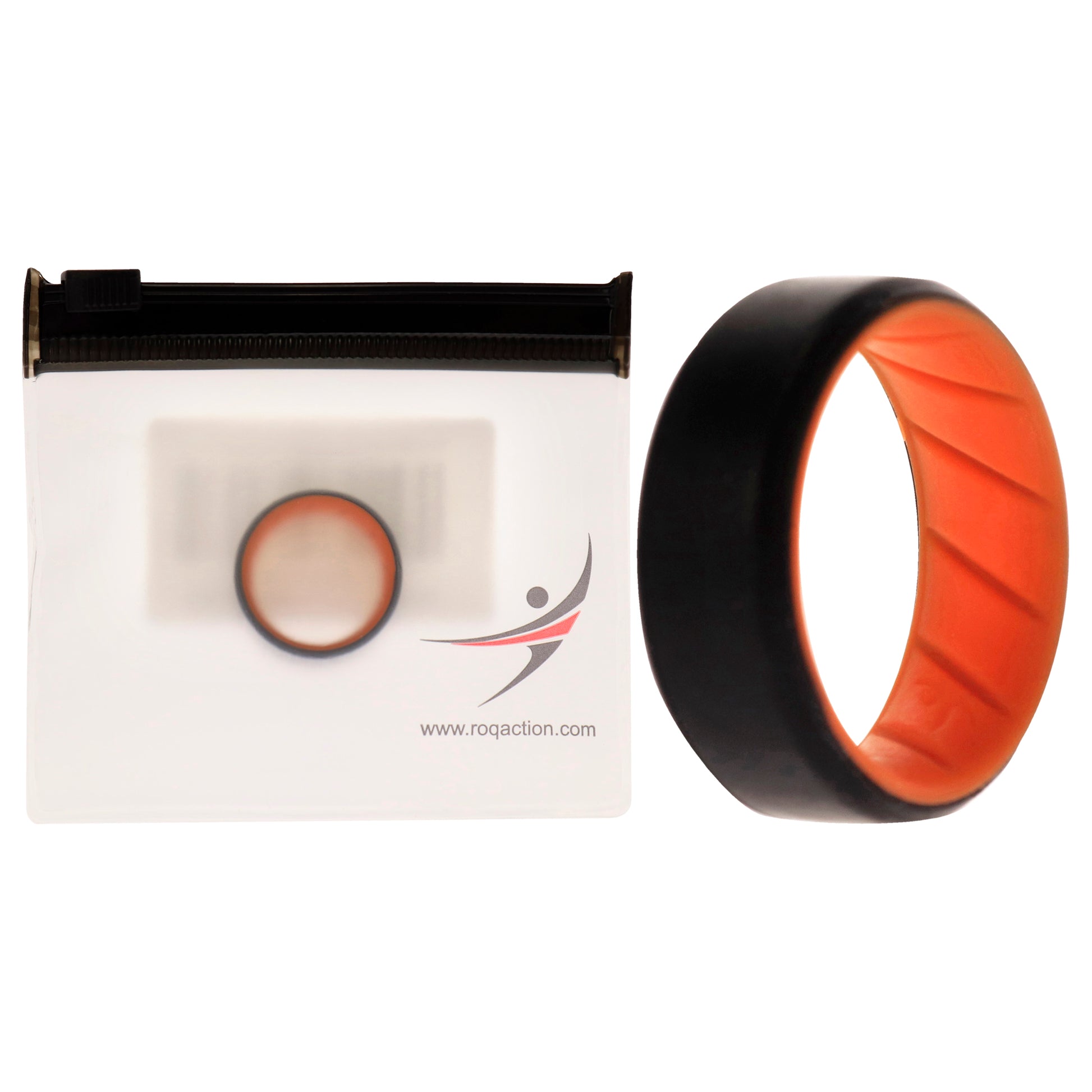 ROQ Silicone Wedding BR 8mm Edge Ring - Orange-Black