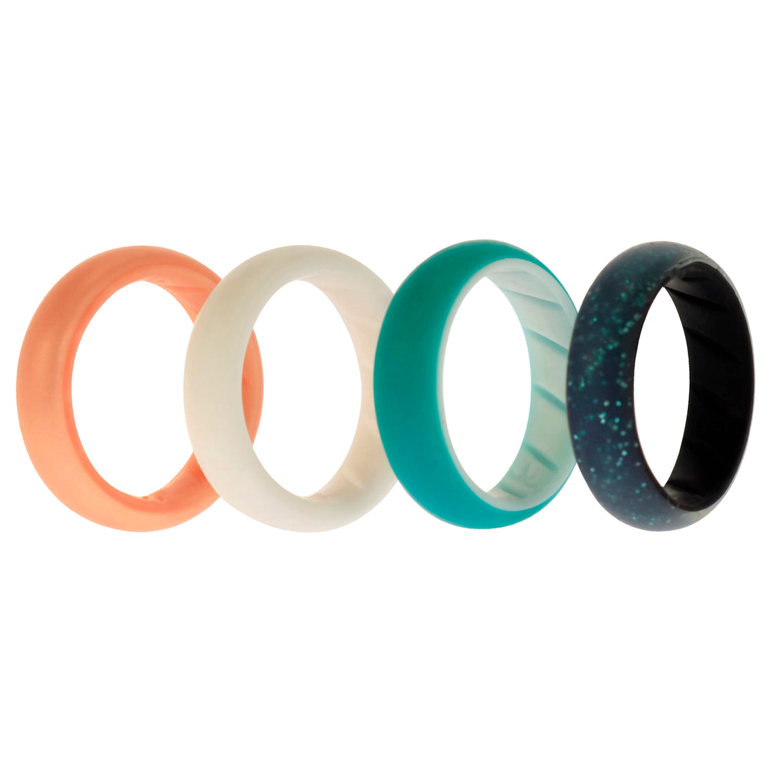 ROQ Silicone Wedding BR Solid Ring Set - Turquoise-Rose