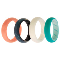 ROQ Silicone Wedding BR Solid Ring Set - Turquoise-Rose