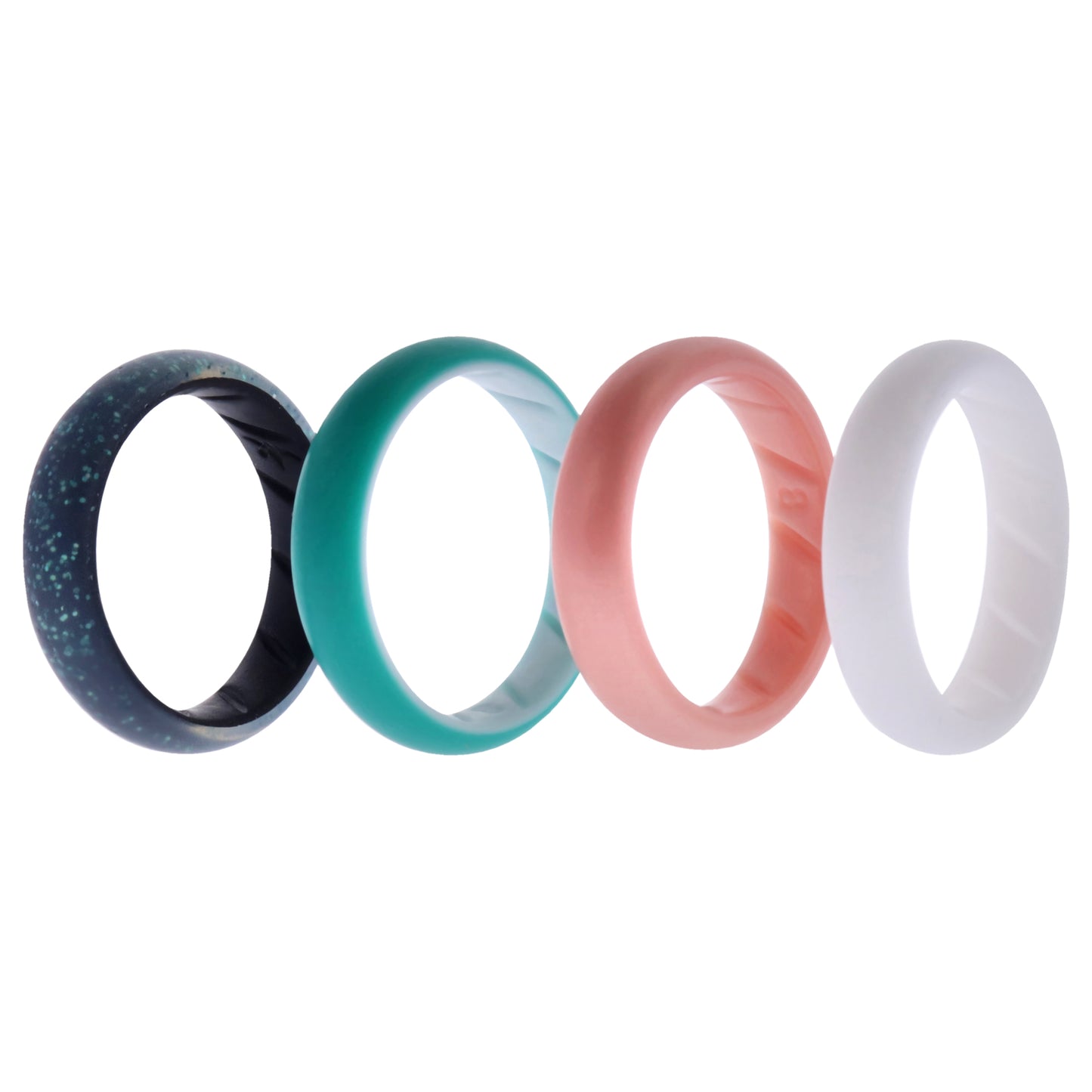 ROQ Silicone Wedding BR Solid Ring Set - Turquoise-Rose
