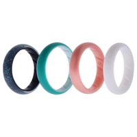 ROQ Silicone Wedding BR Solid Ring Set - Turquoise-Rose