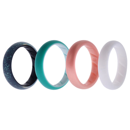 ROQ Silicone Wedding BR Solid Ring Set - Turquoise-Rose