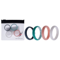 ROQ Silicone Wedding BR Solid Ring Set - Turquoise-Rose