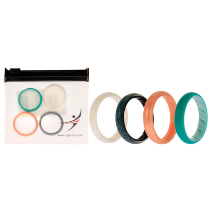 ROQ Silicone Wedding BR Solid Ring Set - Turquoise-Rose