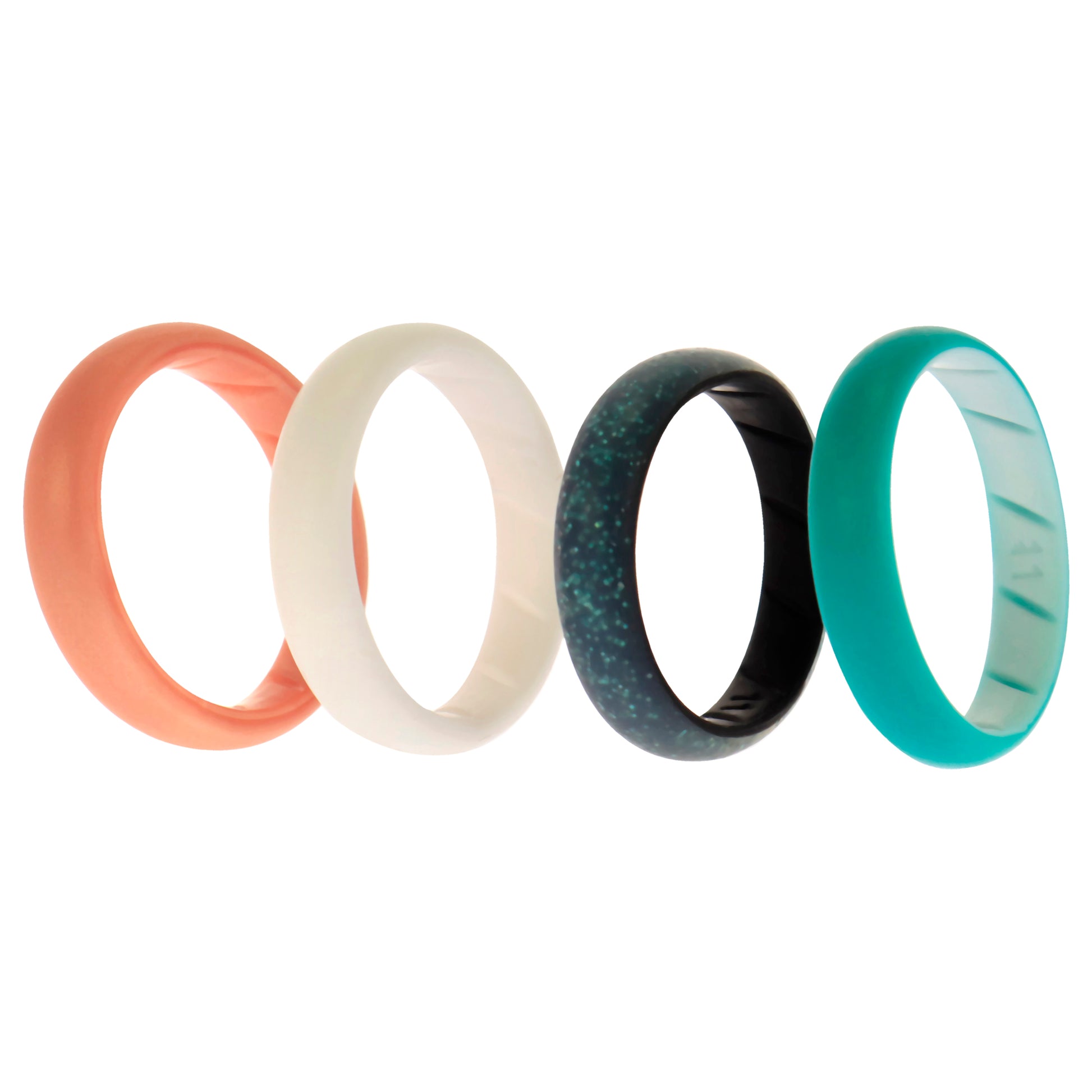 ROQ Silicone Wedding BR Solid Ring Set - Turquoise-Rose