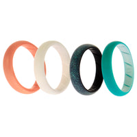 ROQ Silicone Wedding BR Solid Ring Set - Turquoise-Rose