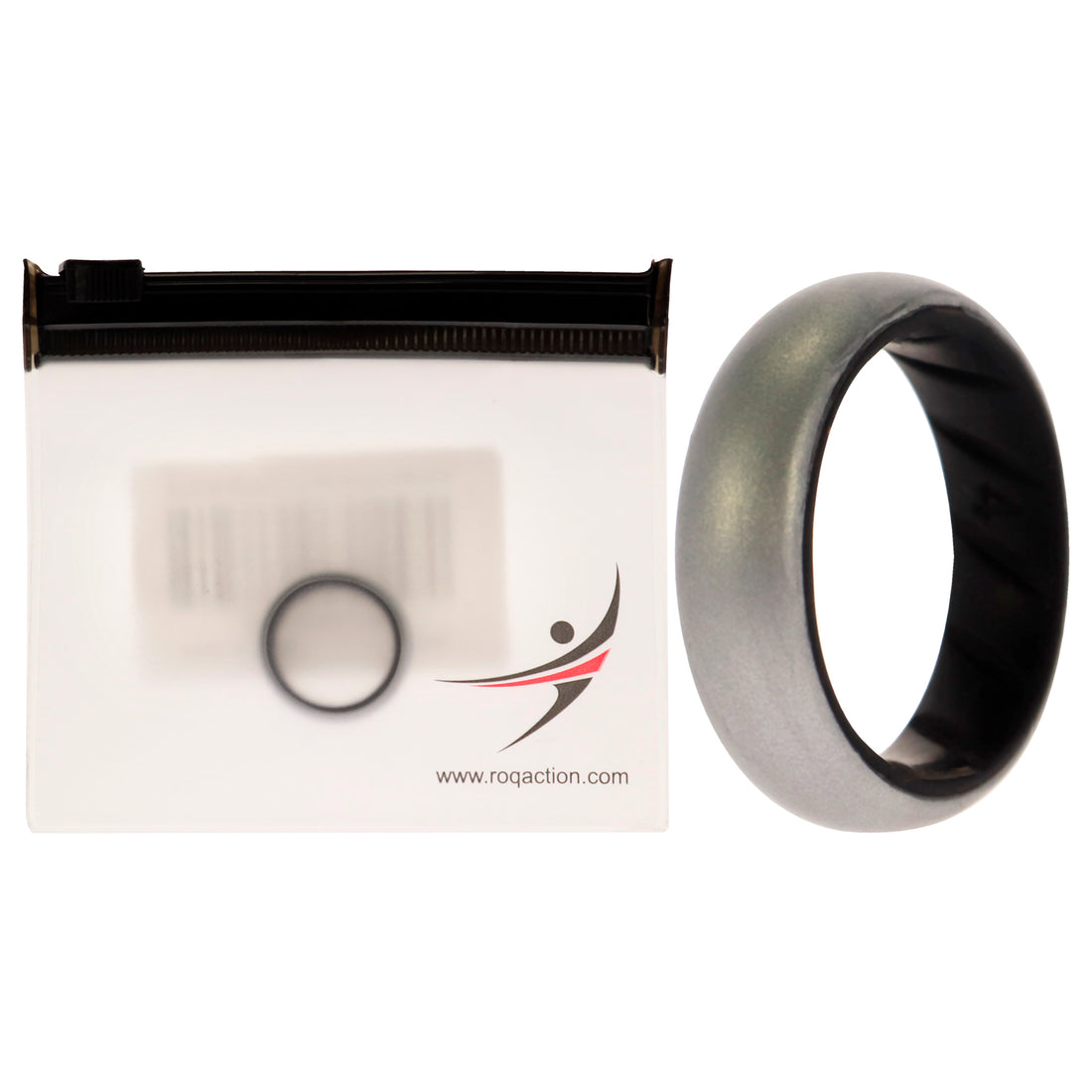 ROQ Silicone Wedding BR Solid Ring - Black-Silver