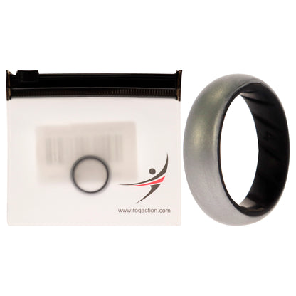ROQ Silicone Wedding BR Solid Ring - Black-Silver