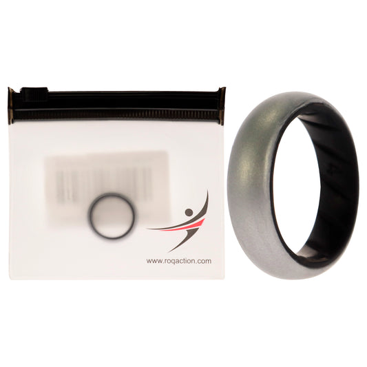 ROQ Silicone Wedding BR Solid Ring - Black-Silver