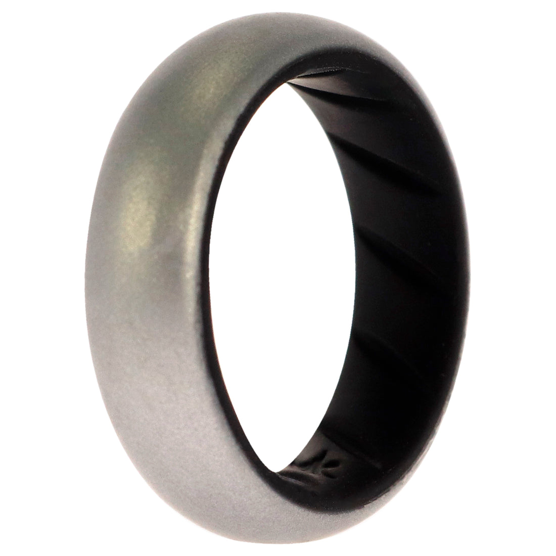 ROQ Silicone Wedding BR Solid Ring - Black-Silver