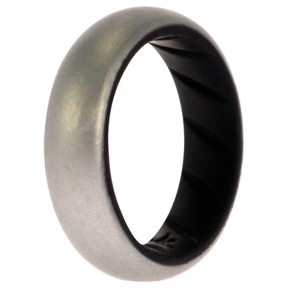 ROQ Silicone Wedding BR Solid Ring - Black-Silver