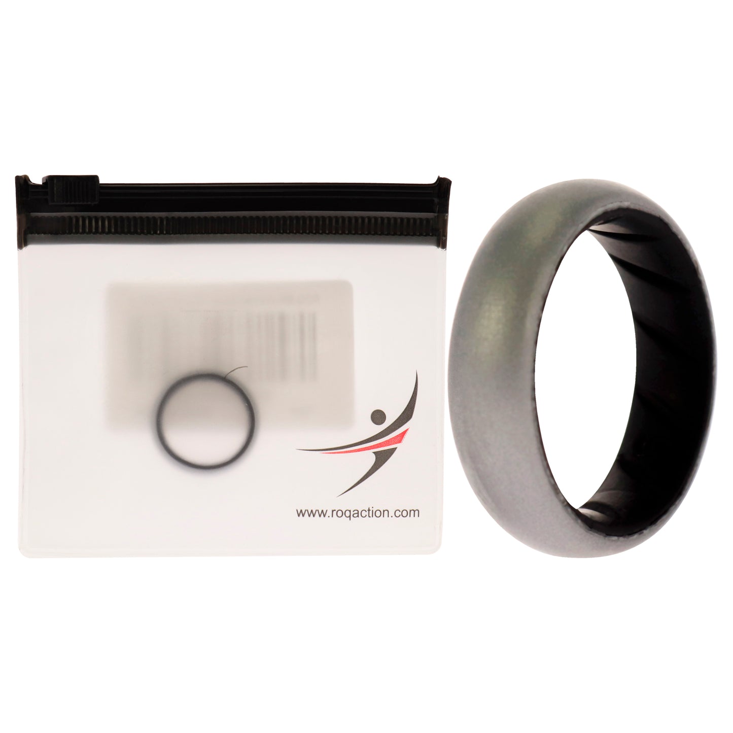 ROQ Silicone Wedding BR Solid Ring - Black-Silver