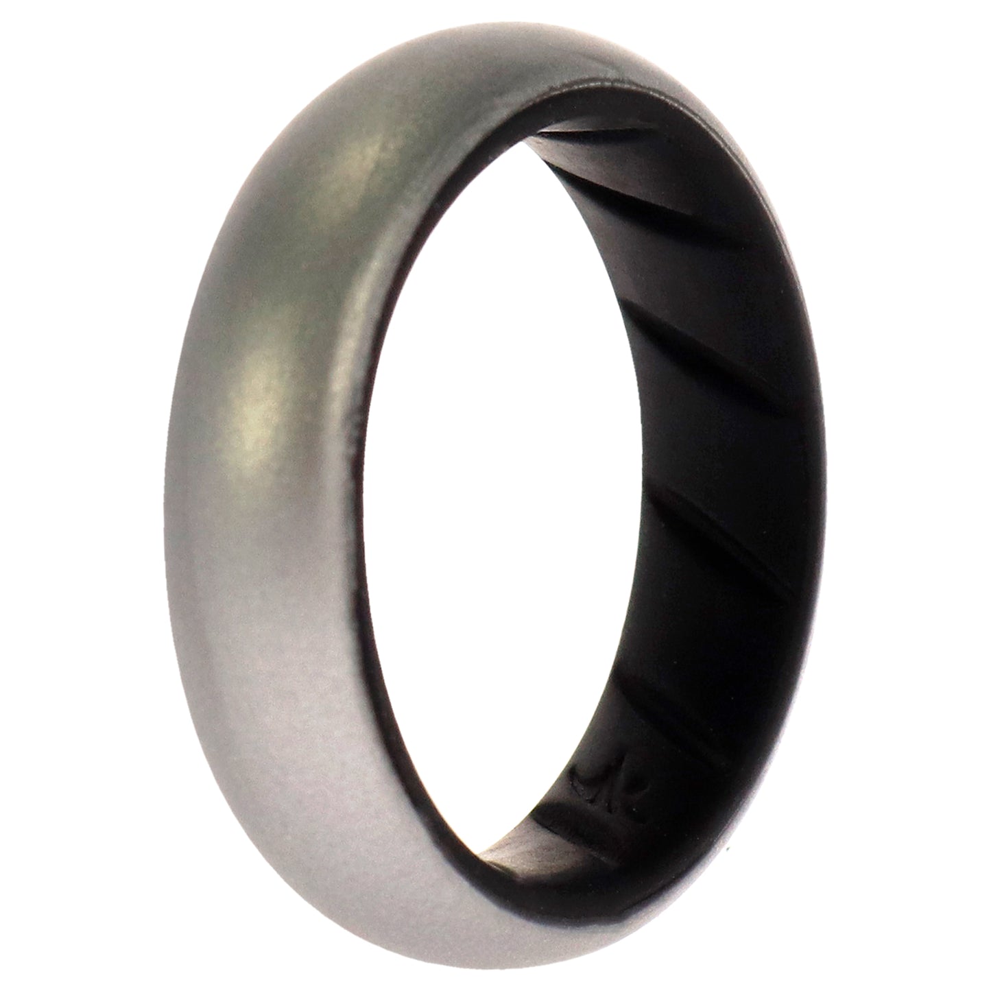 ROQ Silicone Wedding BR Solid Ring - Black-Silver