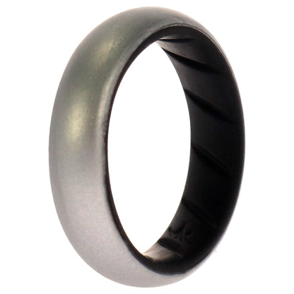 ROQ Silicone Wedding BR Solid Ring - Black-Silver
