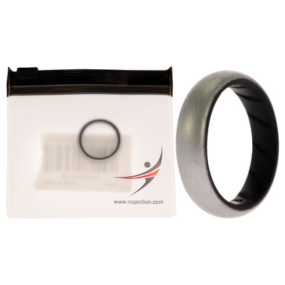 ROQ Silicone Wedding BR Solid Ring - Black-Silver