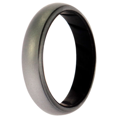 ROQ Silicone Wedding BR Solid Ring - Black-Silver