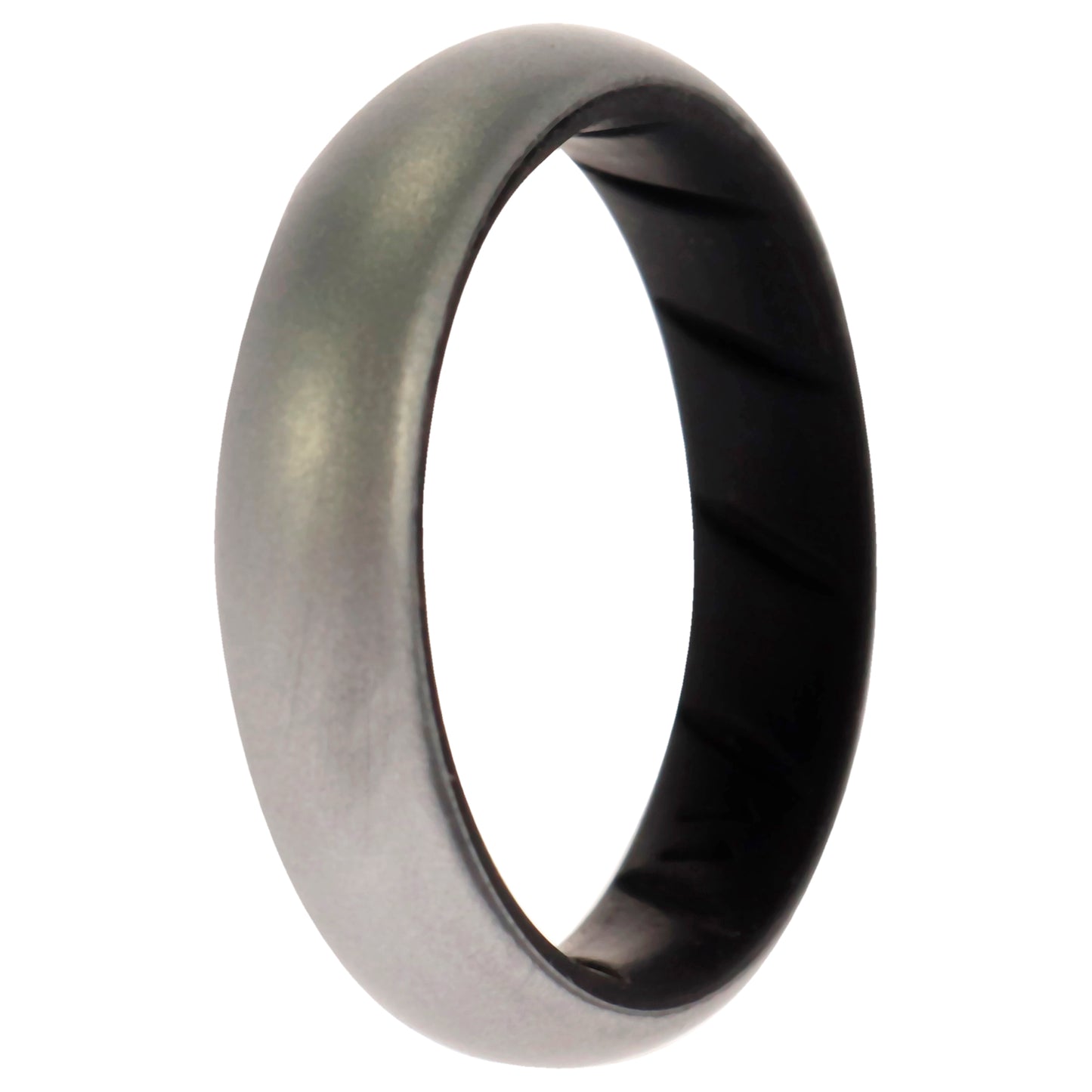 ROQ Silicone Wedding BR Solid Ring - Black-Silver