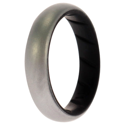 ROQ Silicone Wedding BR Solid Ring - Black-Silver