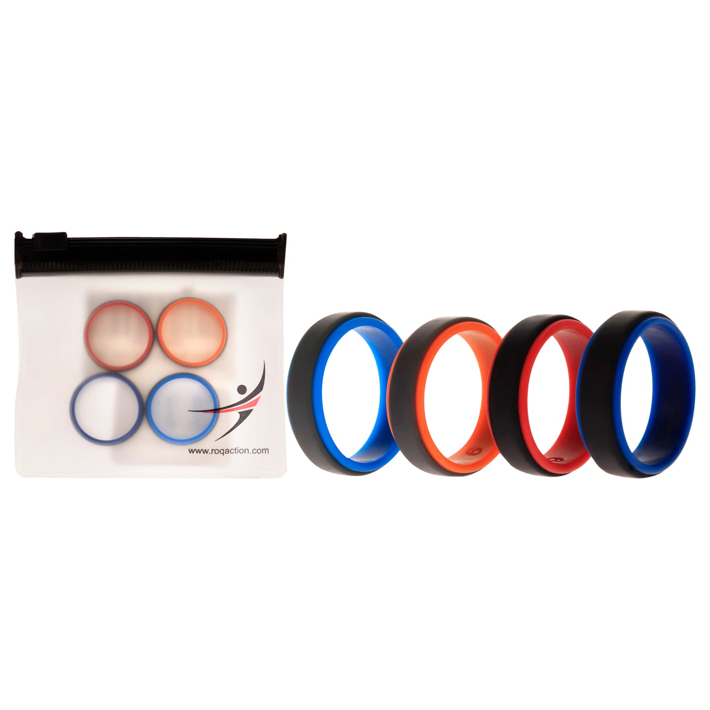 ROQ Silicone Wedding 2Layer Step Ring Set - Grey Black