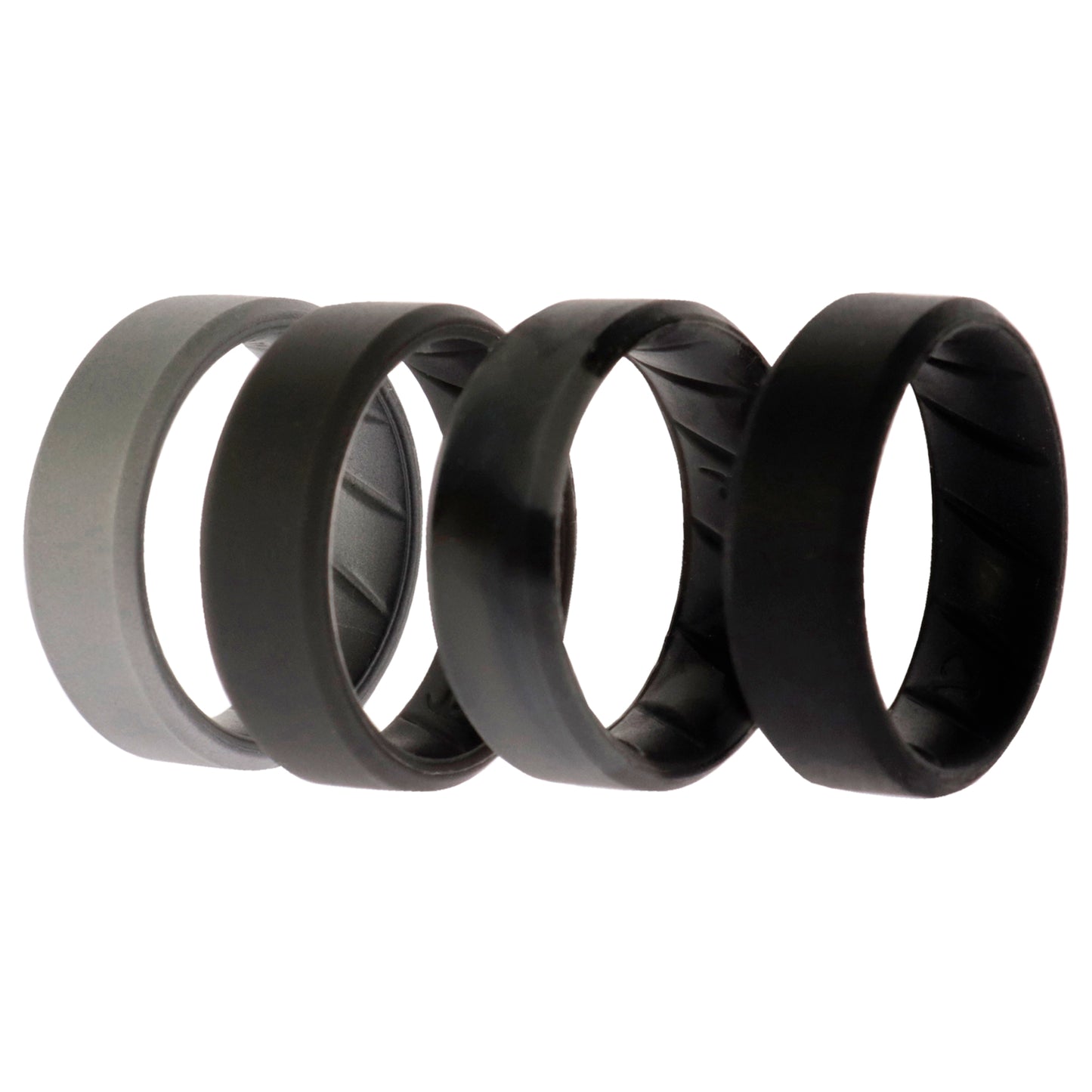 ROQ Silicone Wedding BR 8mm Edge Ring Set - Basic-Black-BlueC