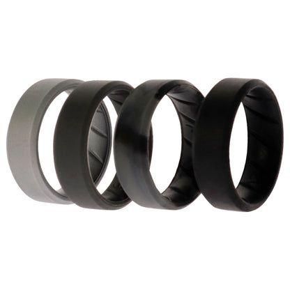 ROQ Silicone Wedding BR 8mm Edge Ring Set - Basic-Black-BlueC
