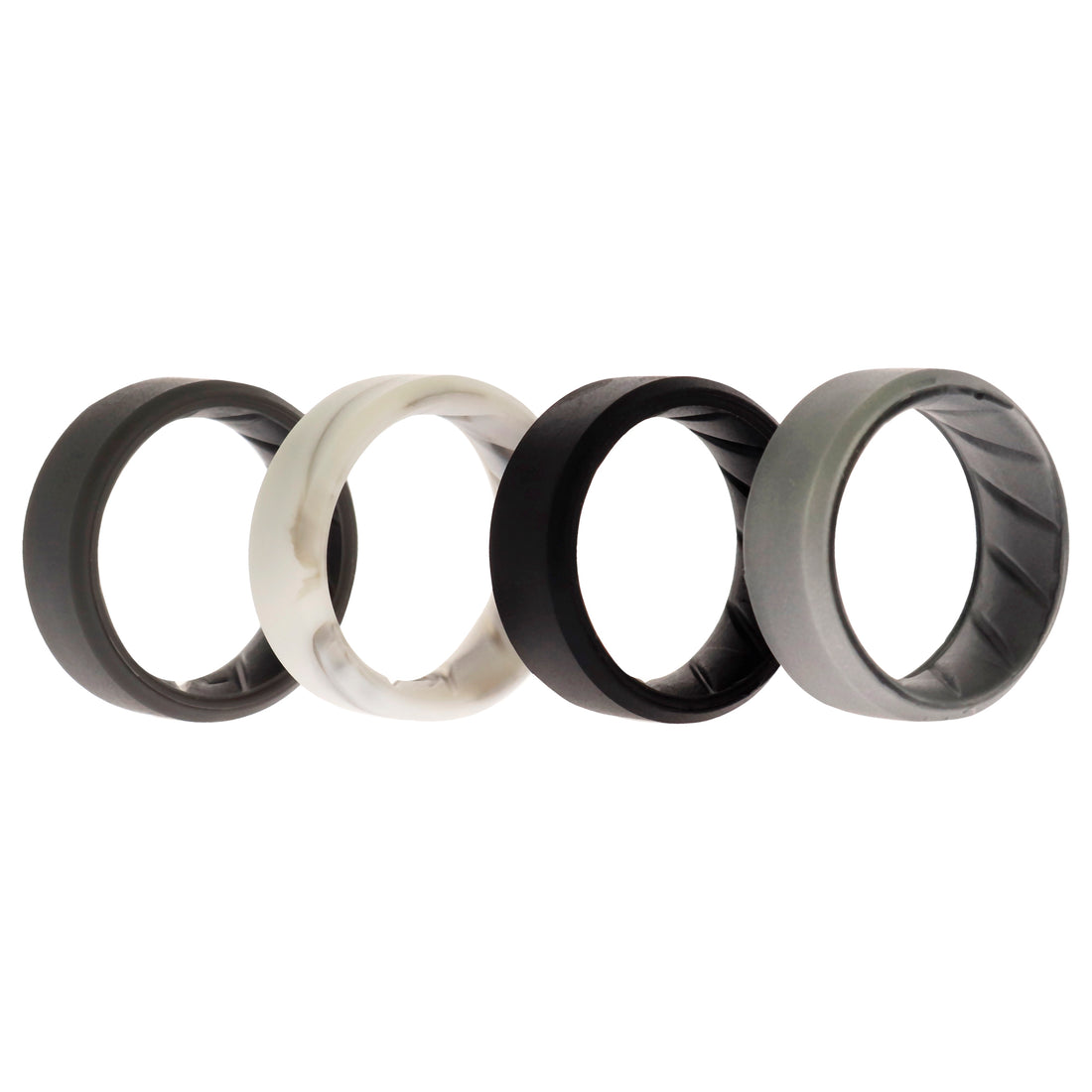 ROQ Silicone Wedding BR 8mm Edge Ring Set - Basic-Marble