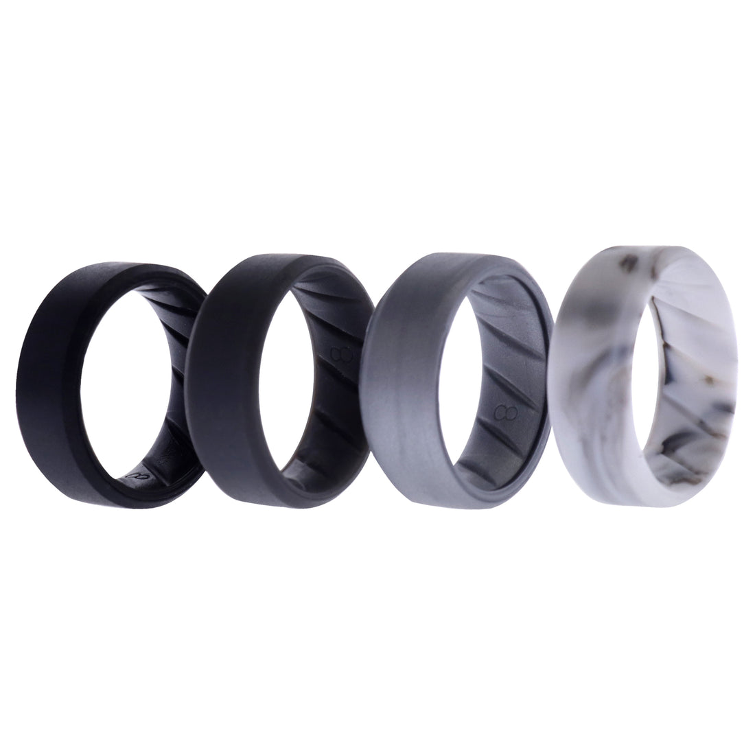 ROQ Silicone Wedding BR 8mm Edge Ring Set - Basic-Marble