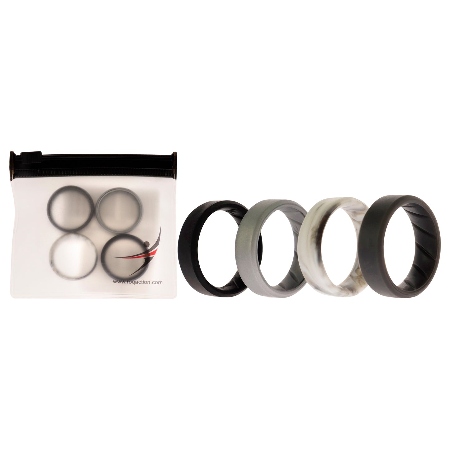ROQ Silicone Wedding BR 8mm Edge Ring Set - Basic-Marble