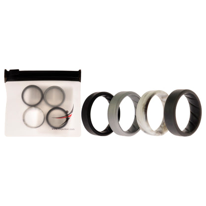 ROQ Silicone Wedding BR 8mm Edge Ring Set - Basic-Marble