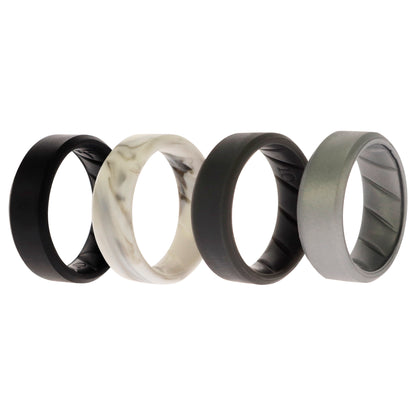 ROQ Silicone Wedding BR 8mm Edge Ring Set - Basic-Marble