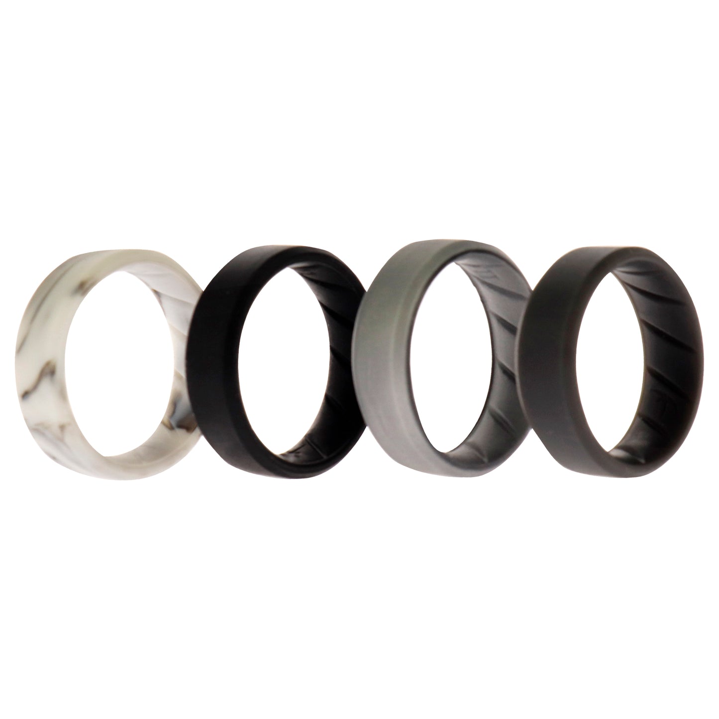 ROQ Silicone Wedding BR 8mm Edge Ring Set - Basic-Marble