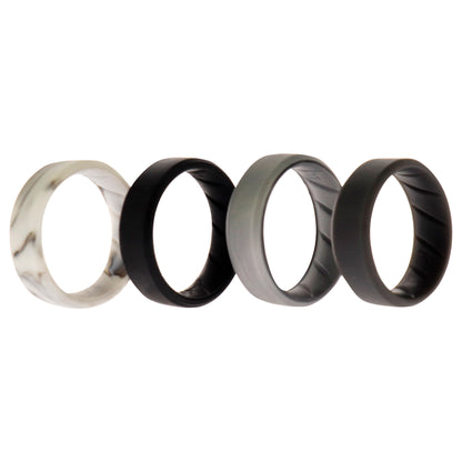 ROQ Silicone Wedding BR 8mm Edge Ring Set - Basic-Marble