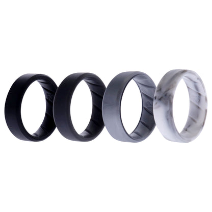 ROQ Silicone Wedding BR 8mm Edge Ring Set - Basic-Marble