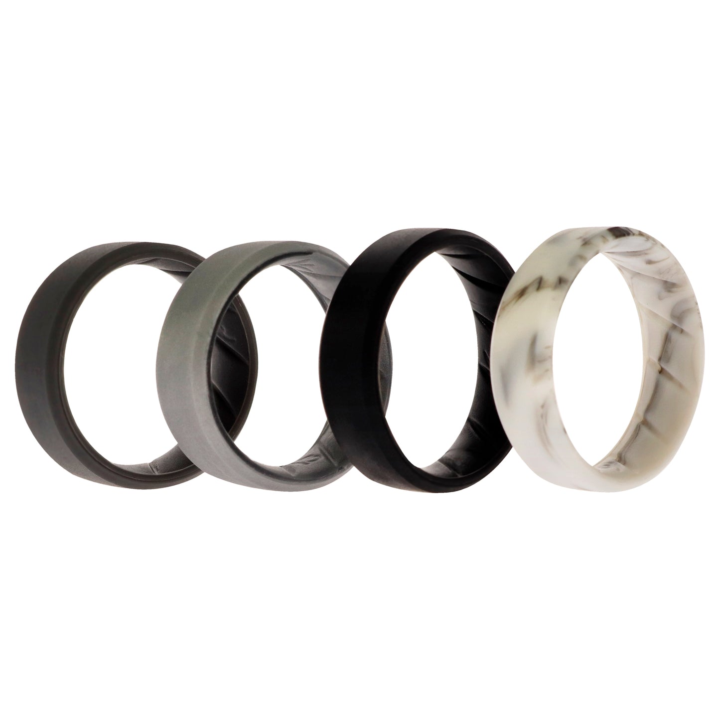 ROQ Silicone Wedding BR 8mm Edge Ring Set - Basic-Marble