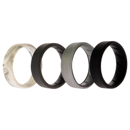 ROQ Silicone Wedding BR 8mm Edge Ring Set - Basic-Marble