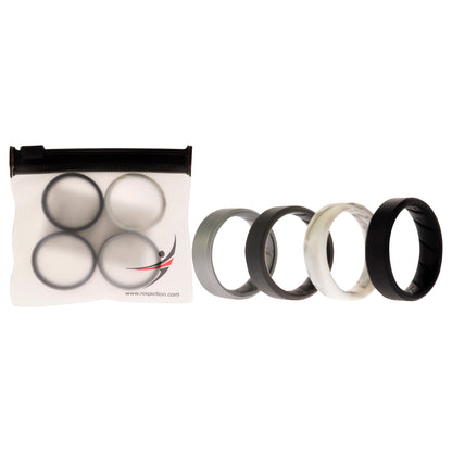 ROQ Silicone Wedding BR 8mm Edge Ring Set - Basic-Marble