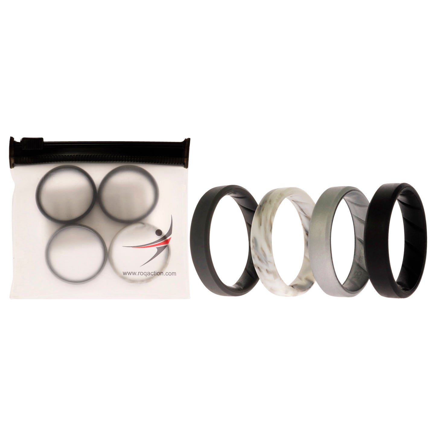 ROQ Silicone Wedding BR 8mm Edge Ring Set - Basic-Marble