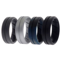 Silicone Wedding BR Middle Line Ring Set - Basic-Black-BlueC