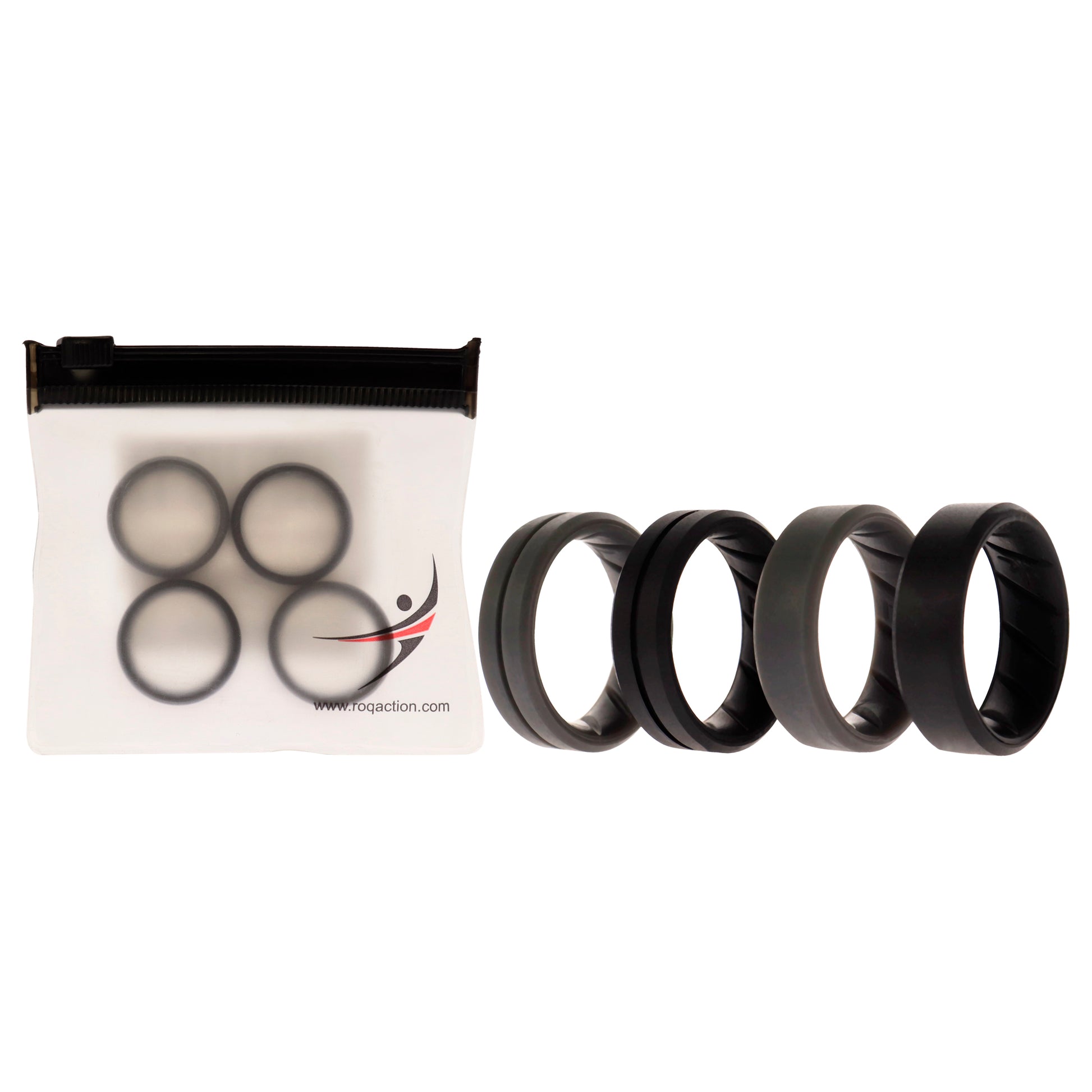 ROQ Silicone Wedding BR Middle Line Ring Set - Basic-Black-Grey