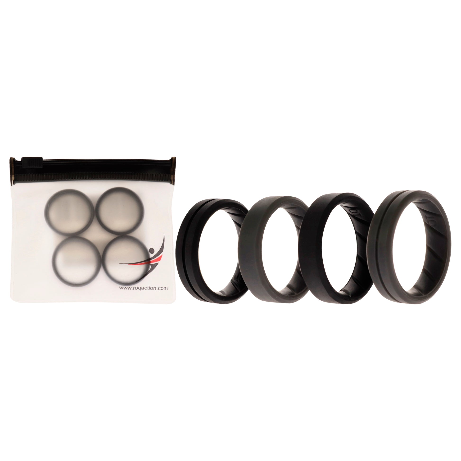 ROQ Silicone Wedding BR Middle Line Ring Set - Basic-Black-Grey